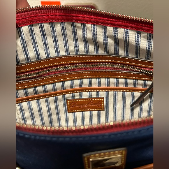 Navy Blue Dooney & Bourke Bag with Brown Accents - Picture 4 of 6
